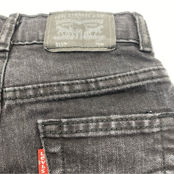 Levis 511 Slim Performance Jeans Dark Wash Waist Kids Size 7X Reg 7-8 Years Girl - Picture 3 of 7